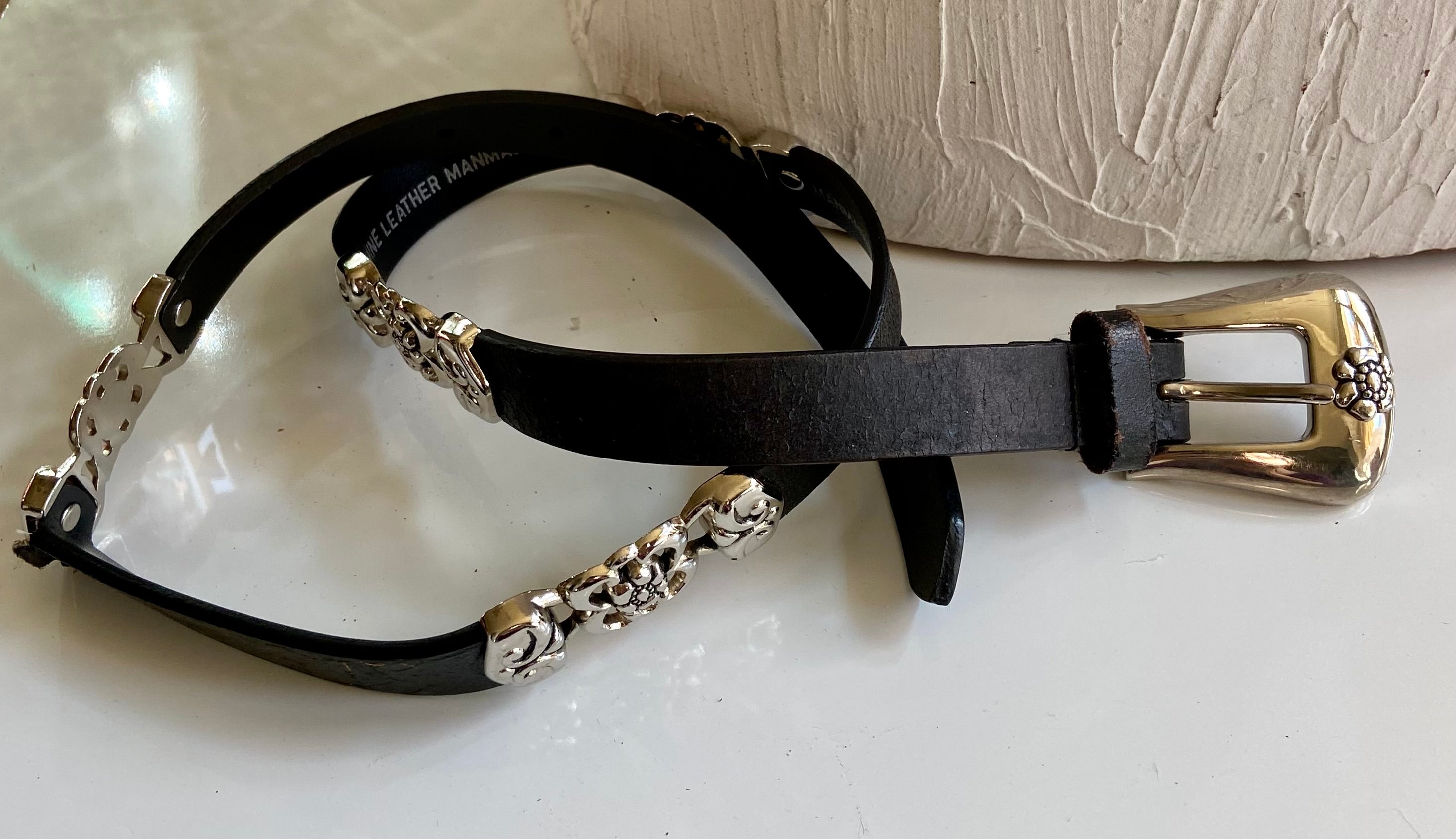 Black leather belt