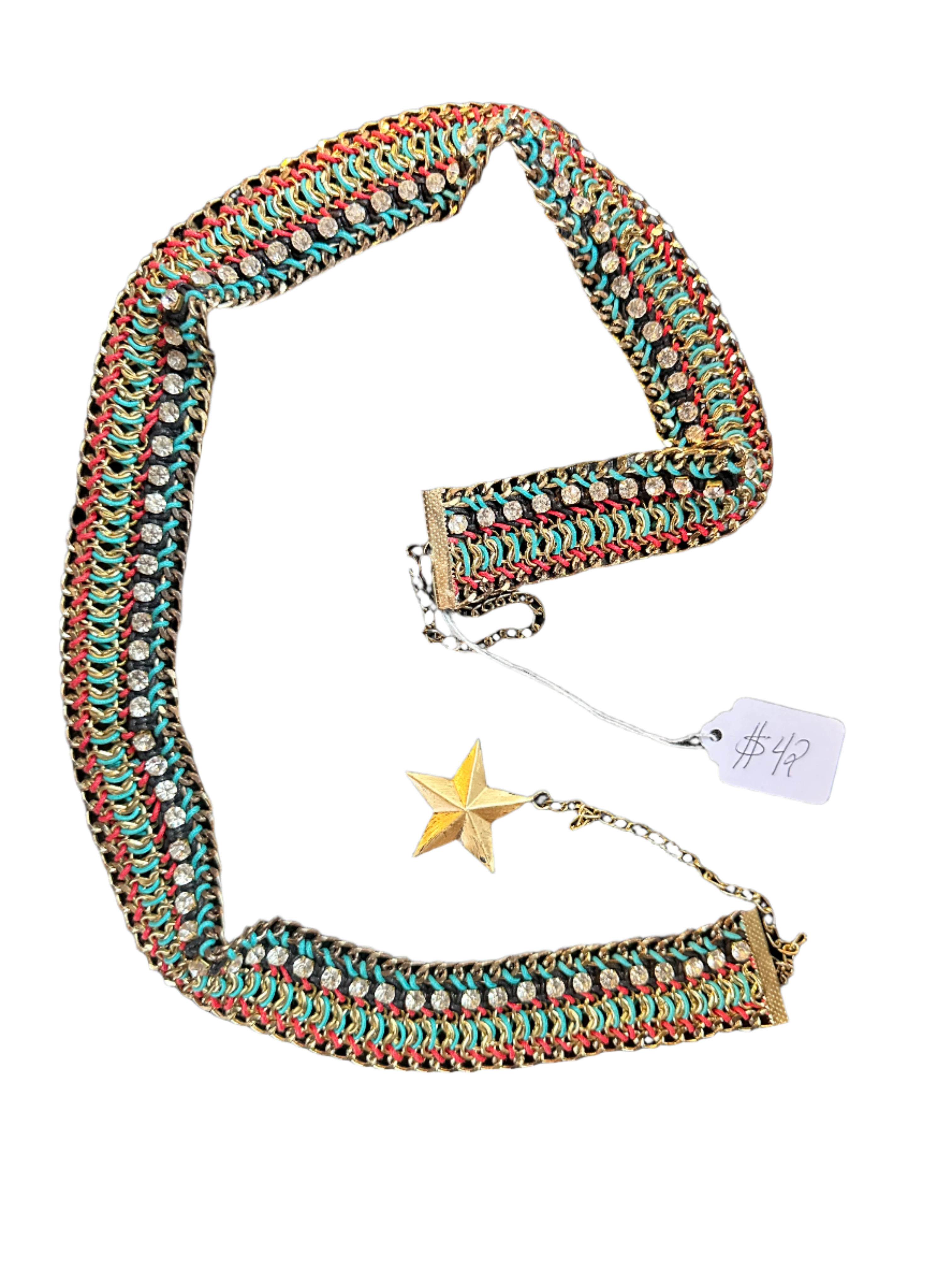 turquoise red sparkle belt