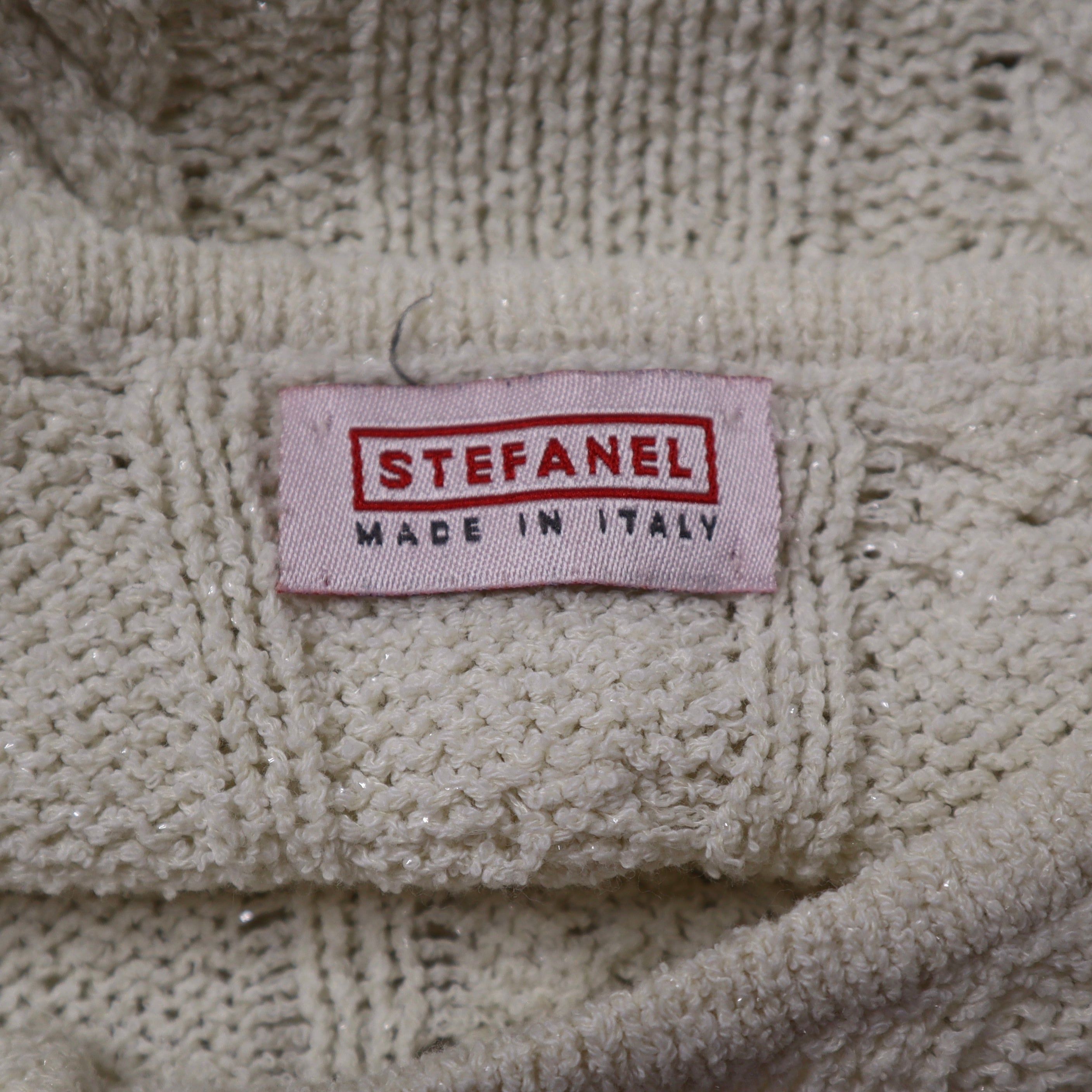 Y2K Italian Cream Knit Sweater (S)