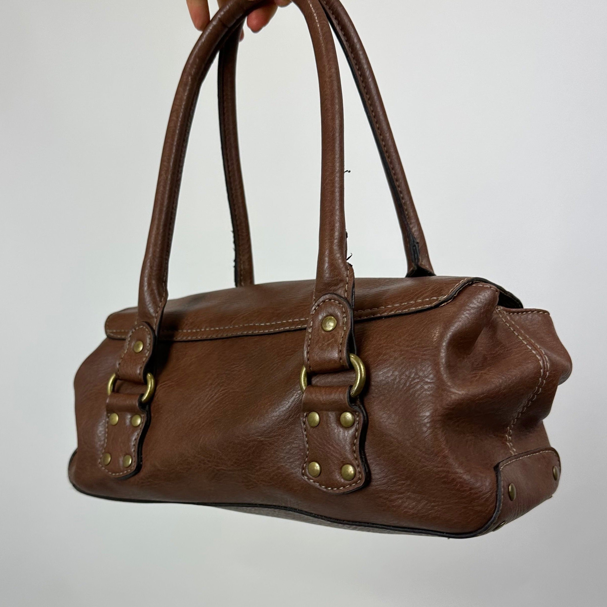 Vintage Latte Faux Leather Bag
