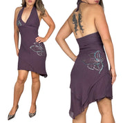 Vintage Embellished Silk Halter Dress (XS)