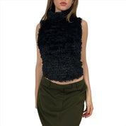 Bebe 90's Fuzzy Turtleneck Tank (S/M)