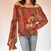 Y2K Paisley Blouse (M/L)