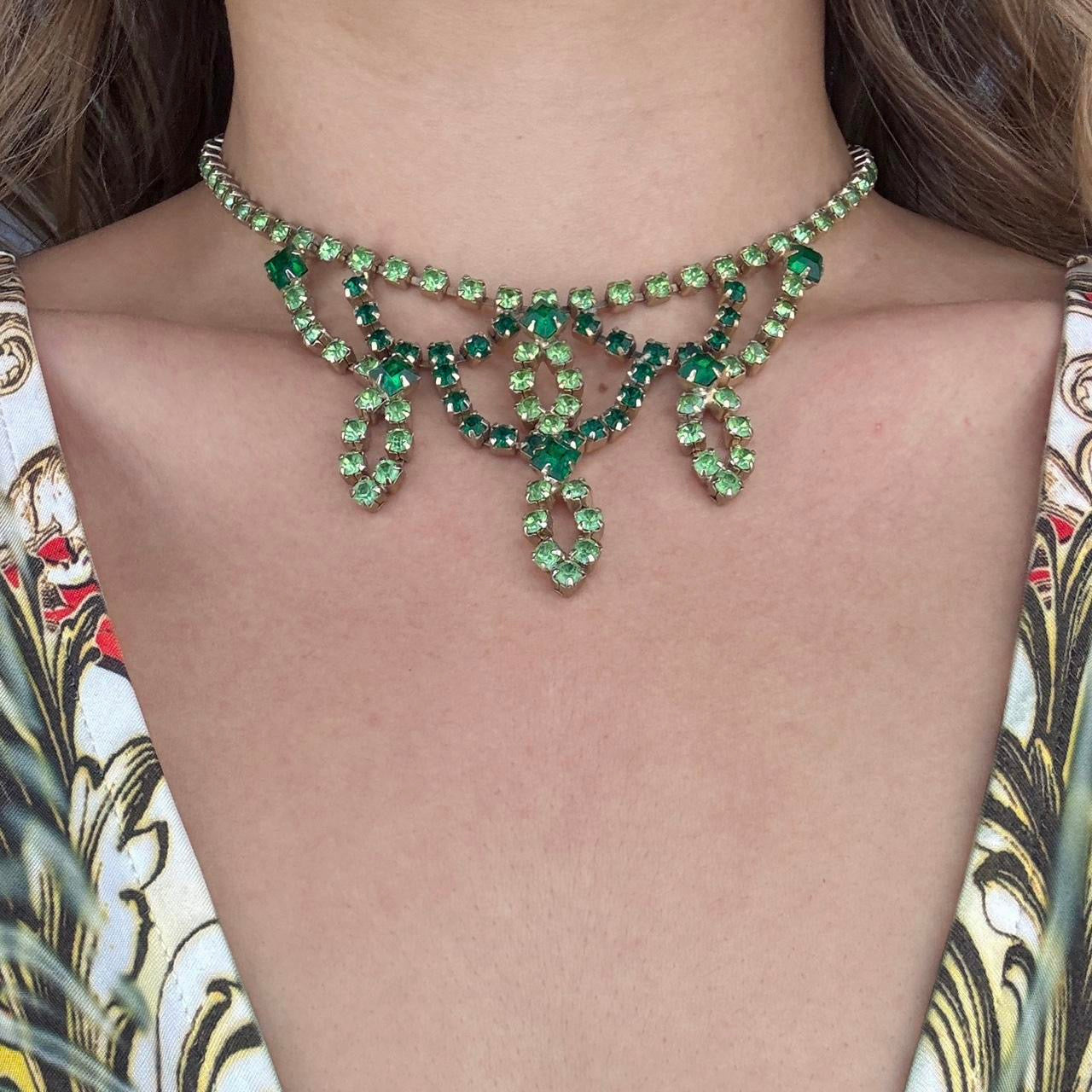 1950s Green Crystal Necklace