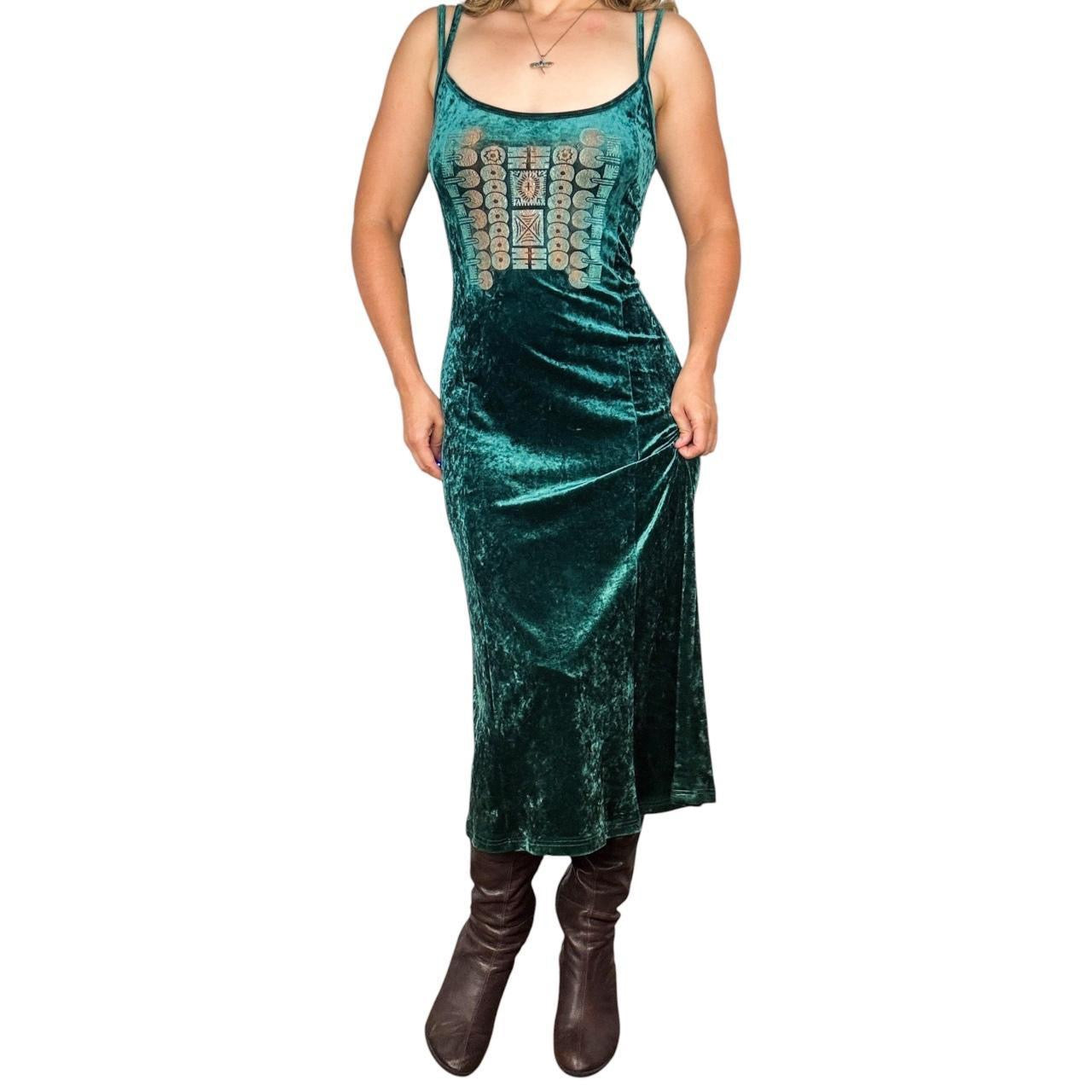 Legatte Italian Crushed Velvet Midi Dress (L)