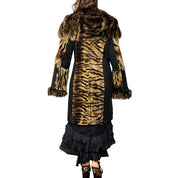 Vintage Genuine Suede & Shearling Tiger Print Fur Coat (L/XL)