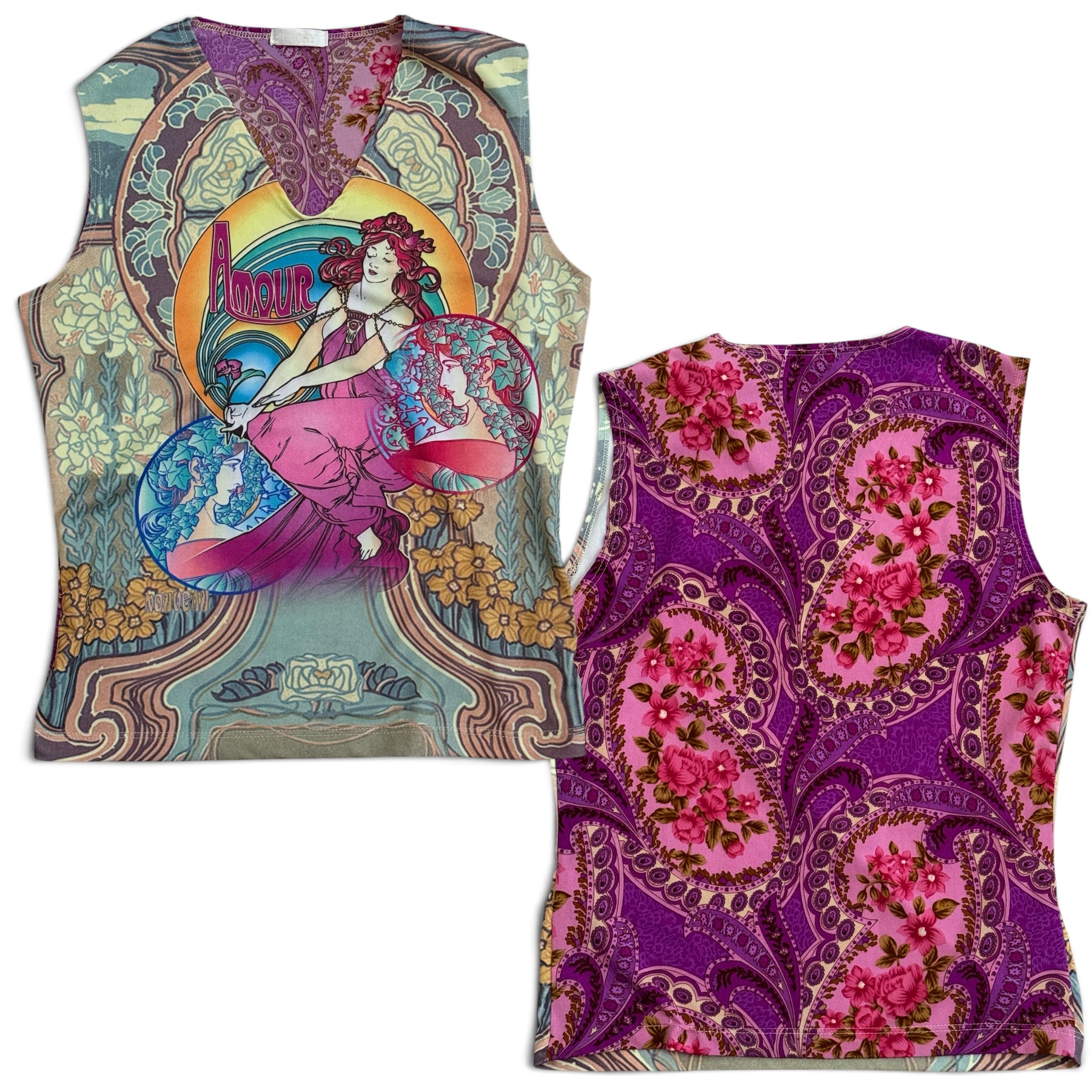 Art Nouveau-style graphic print top (M)