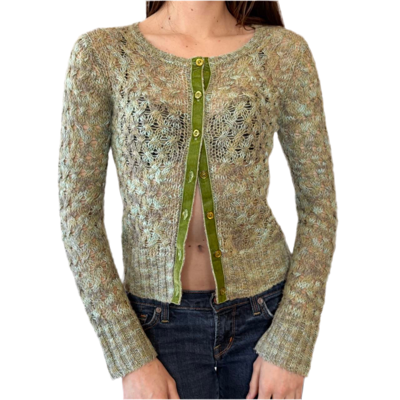 2000s Pistachio Knit Cardigan (XS)