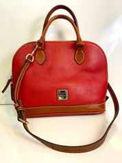 Dooney and Bourke Red and brown
Pebble Leather Zip Top Satchel