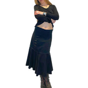 Vintage Parisian Gothic Midi Skirt (S/M)