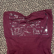 Italian Vintage Burgundy Cotton Script Graphic Midi Dress (XS/S)