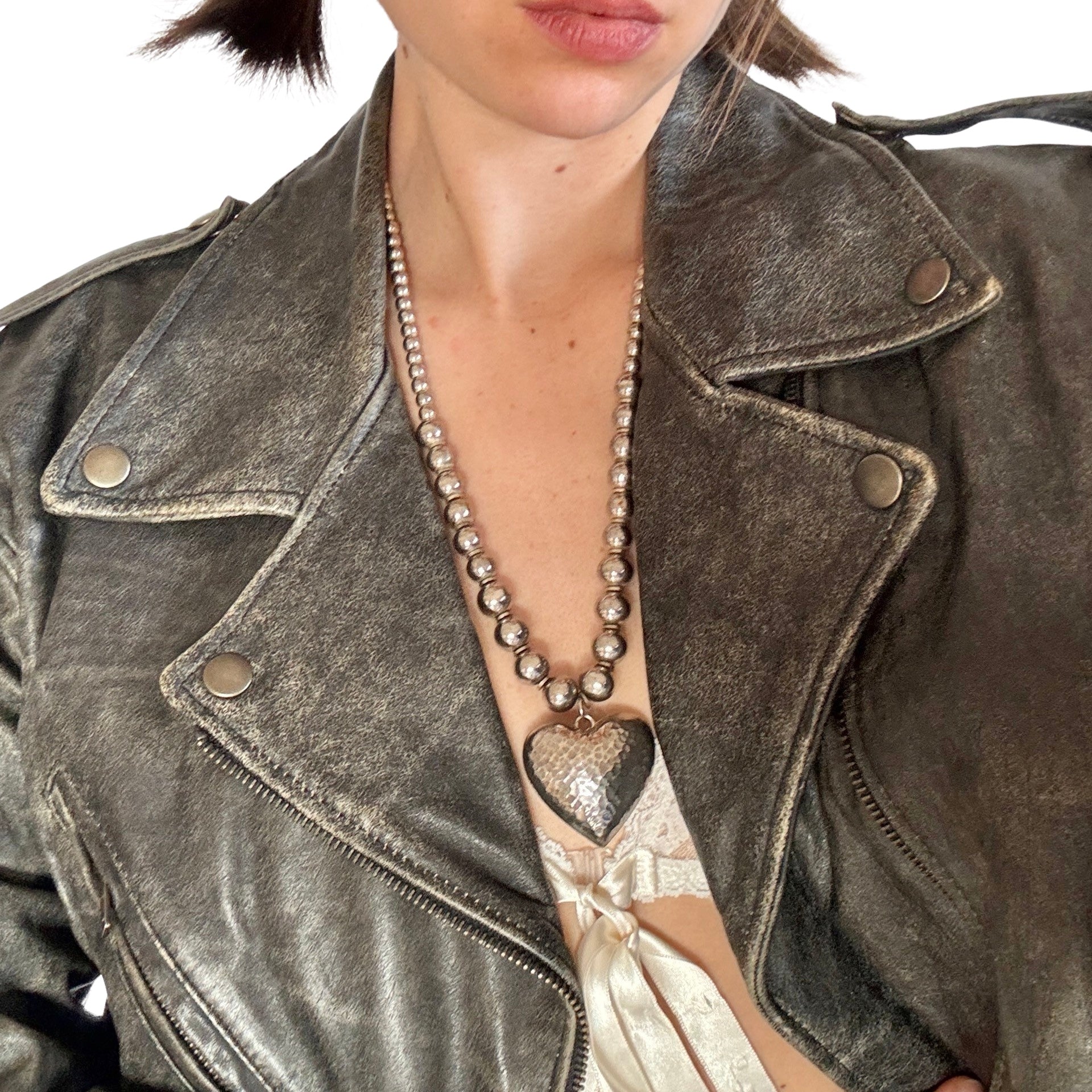 Silver Puffy Heart Necklace