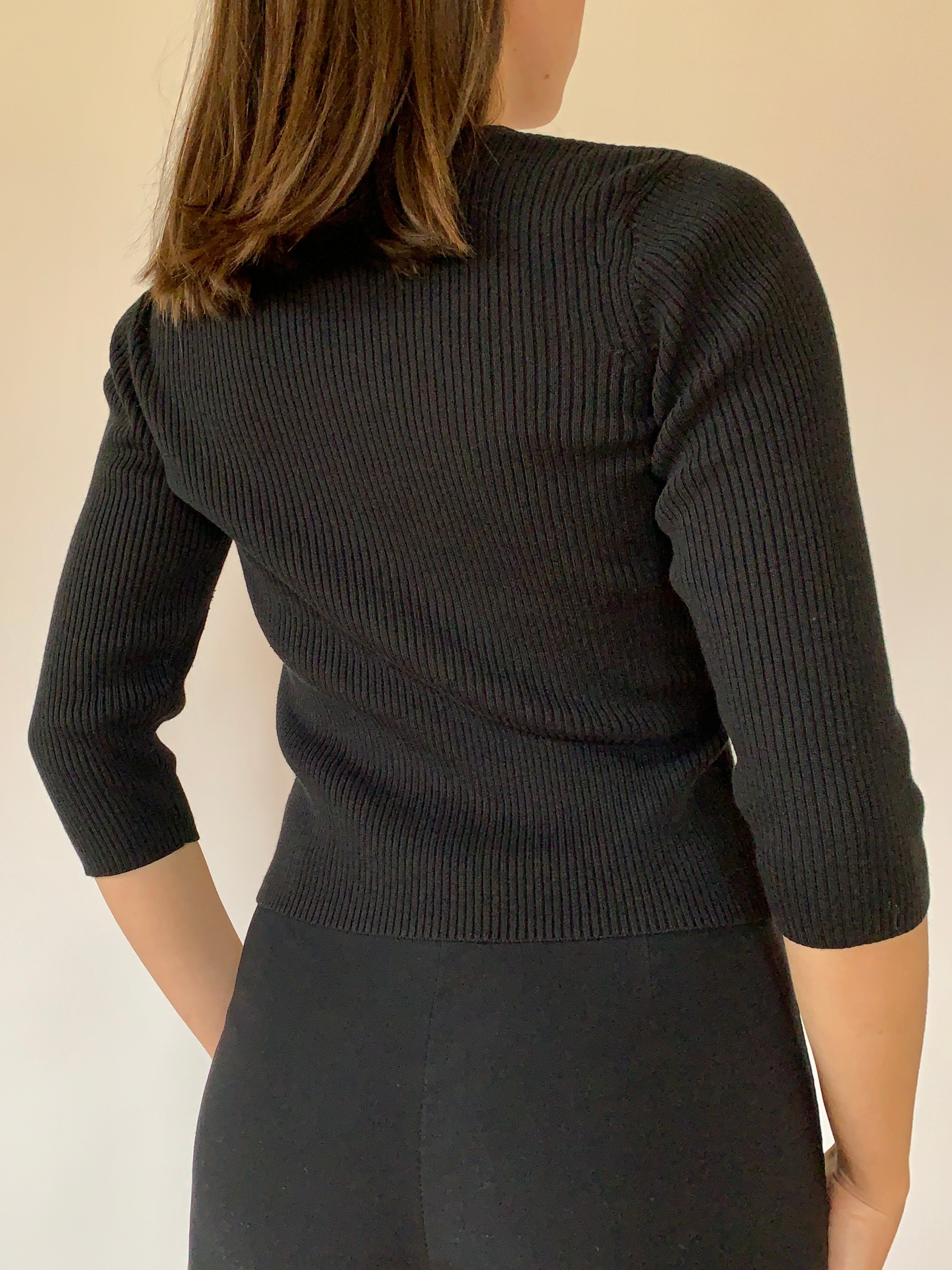 Vintage Ribbed Knit Cardi - Small