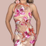 Sheer Silk Butterfly Midi Dress (S)