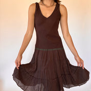 Y2K Chocolate Drop Waist Dress (S/M)