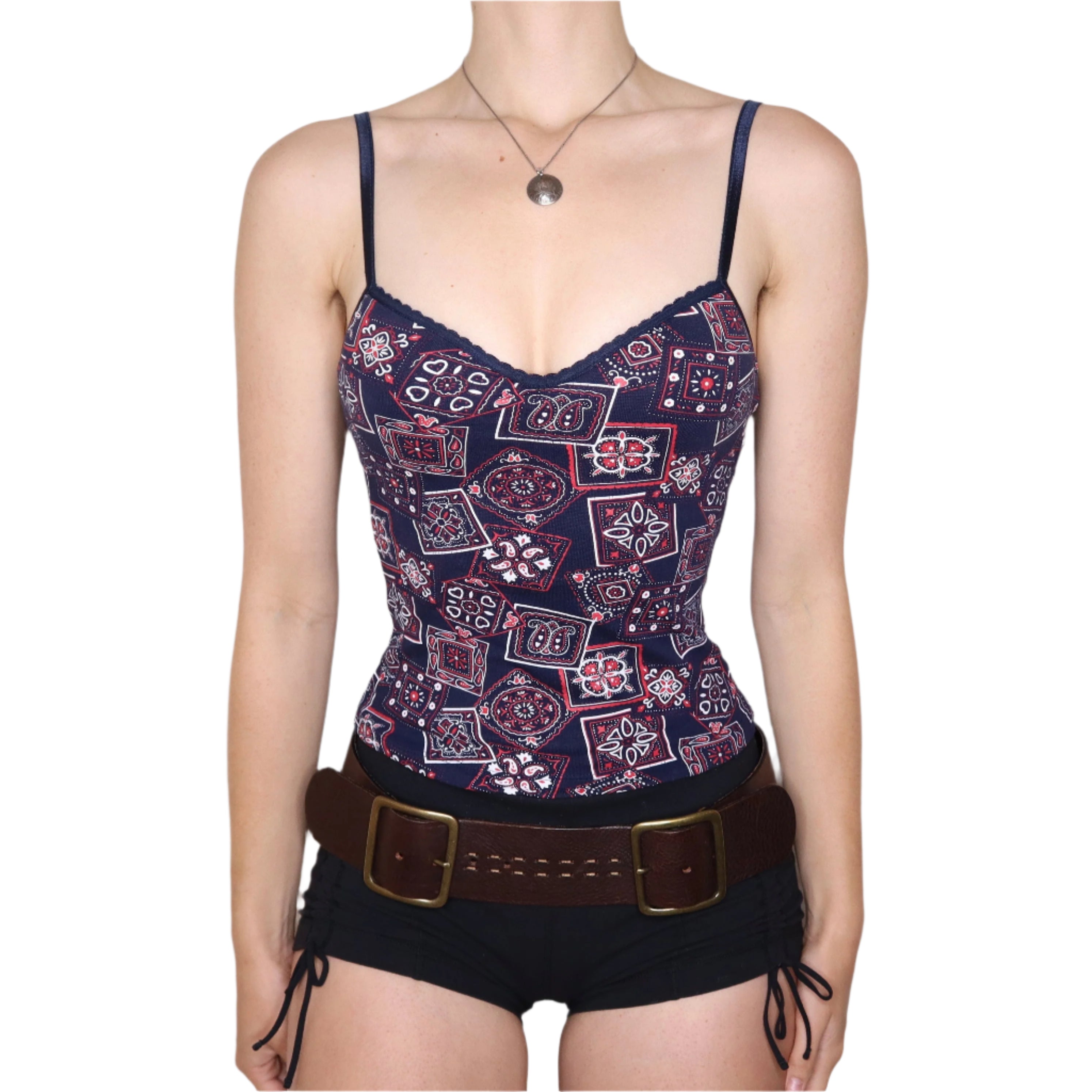 Y2K Western Bandana Print Bustier (S)
