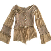 Zone Bleue Cream Rosette Cardigan (S/M)