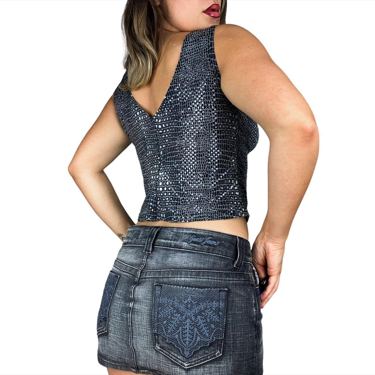 90s Snakeskin Cowl Neck Top (L)