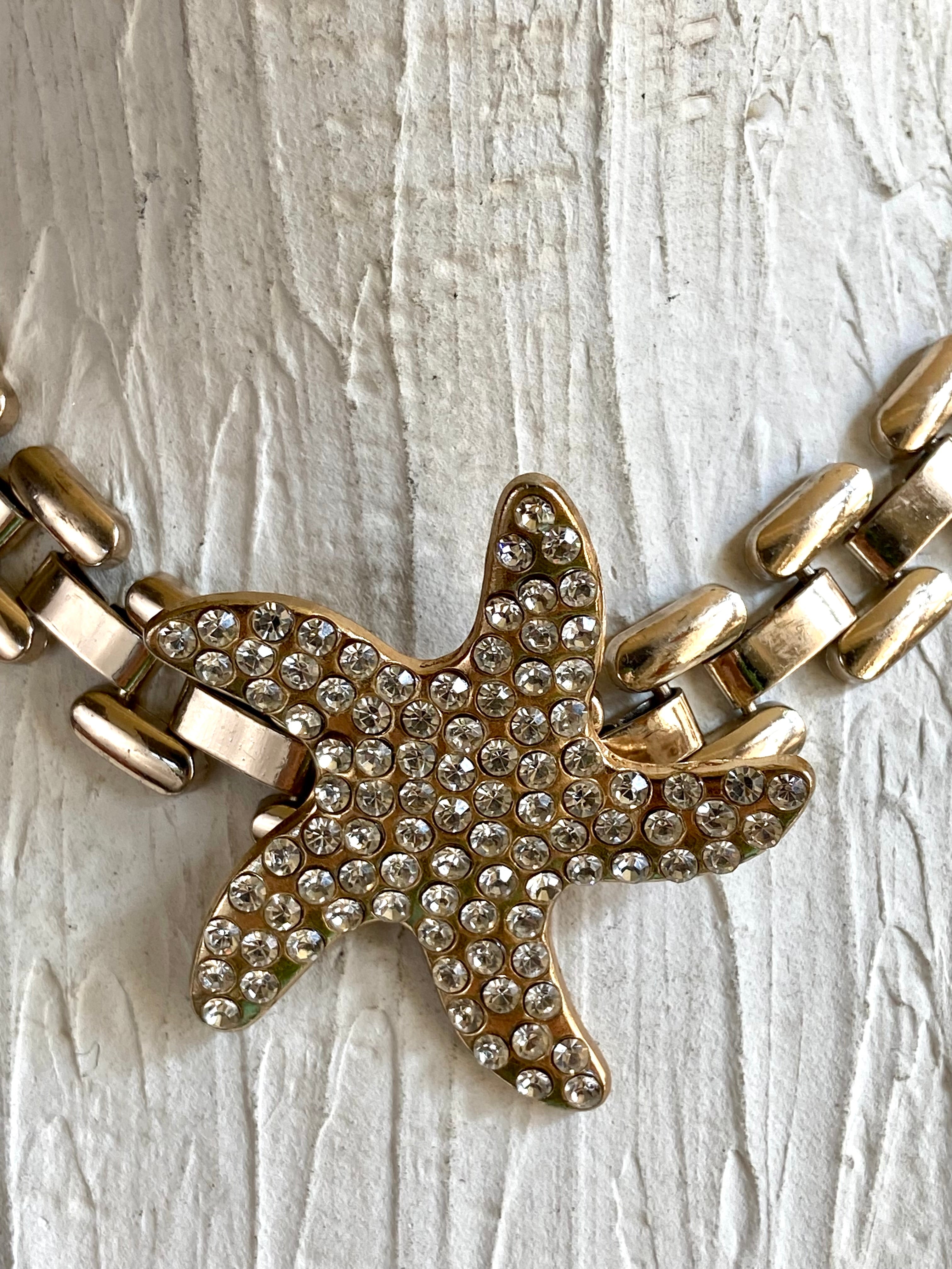 Diamond gold starfish choker