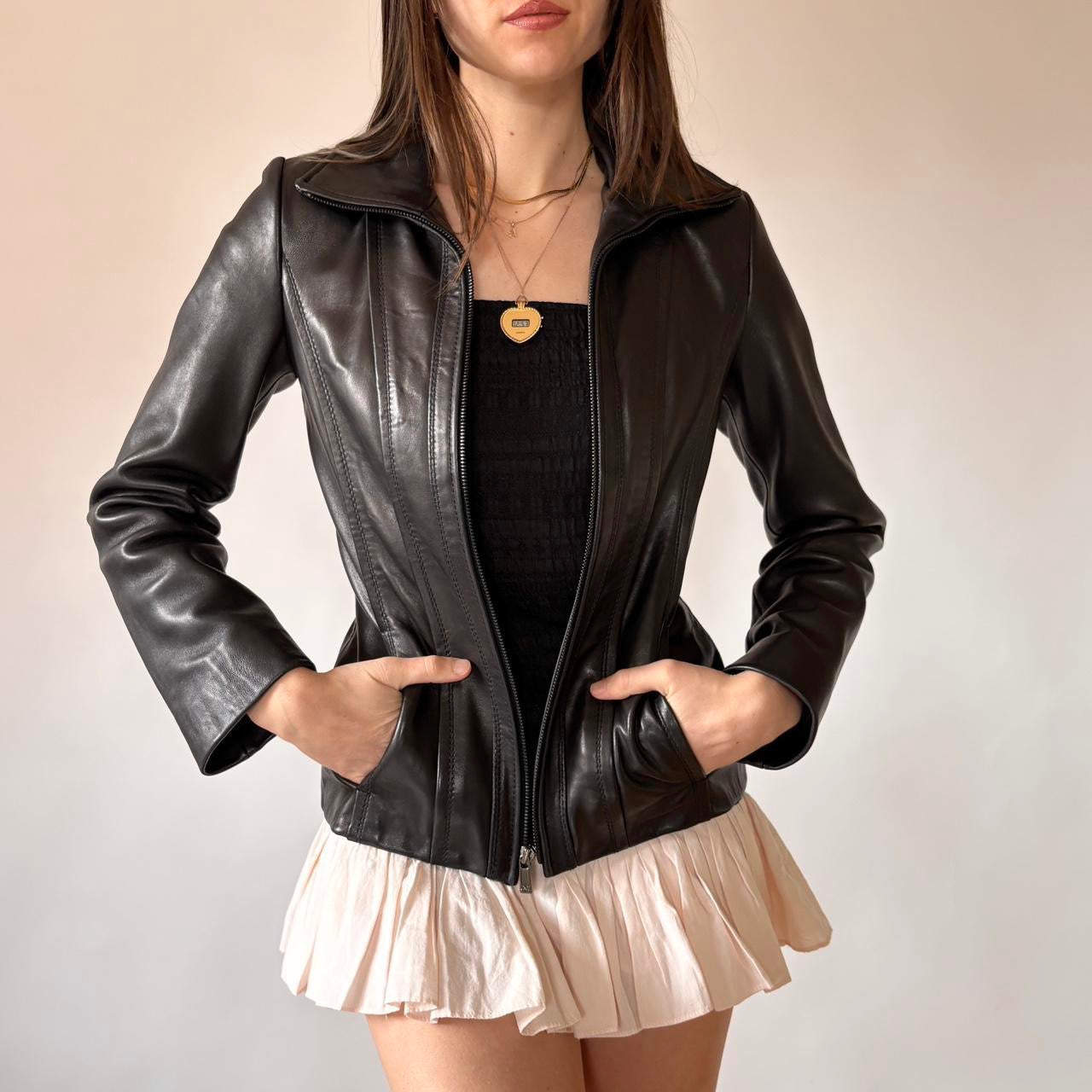 2000s Fitted Leather Jacket (XS) – Holy Thrift