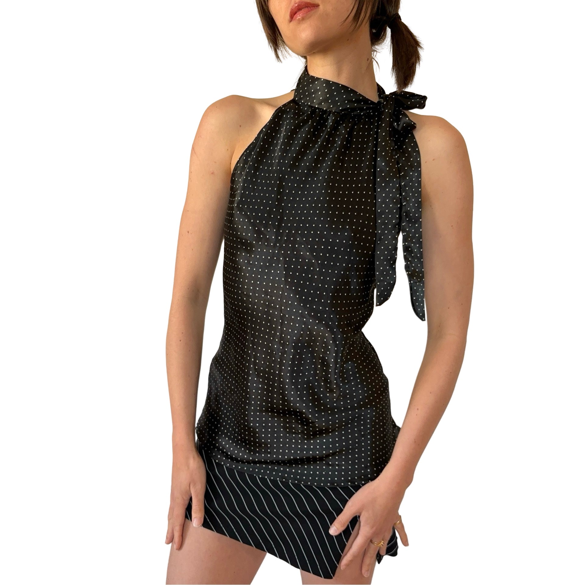 90s Polka Dot Satin Top (L)