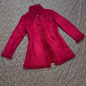 Y2K Burgundy Sherpa Faux Fur Trim Penny Lane Coat (M)