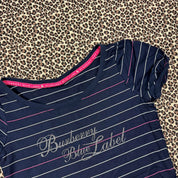Burberry Blue Label Striped Puff Sleeve Baby Tee (S)