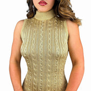 90s Golden Cable Knit Maxi Dress (S/M)