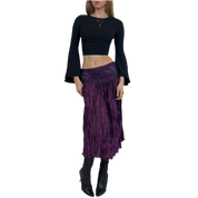 Whimsical Purple Low Rise Midi Skirt (S)