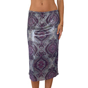 90s Iridescent Paisley Midi Skirt (M)