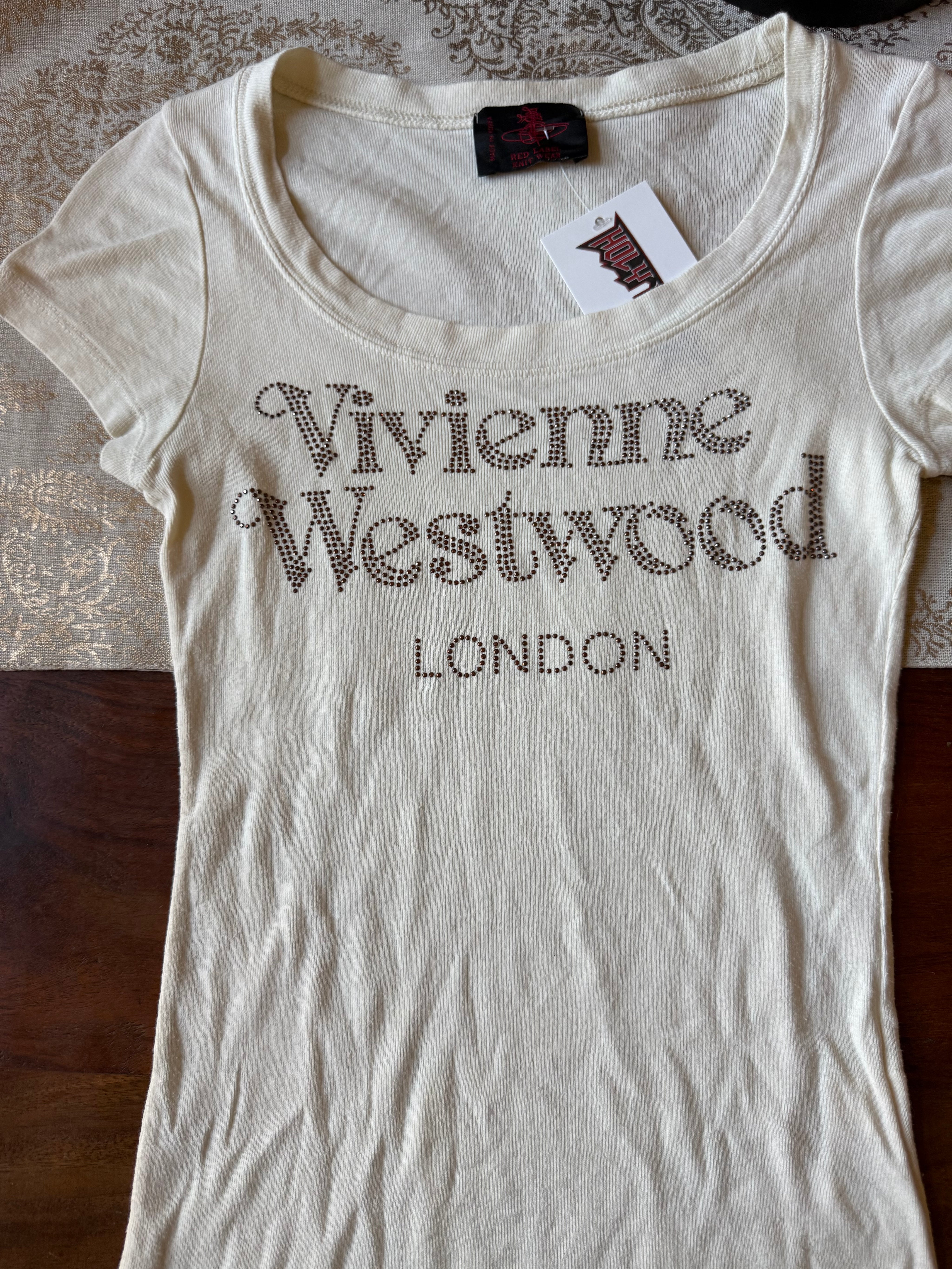 Vivienne Westwood Rhinestone Logo Baby Tee (XS/S)