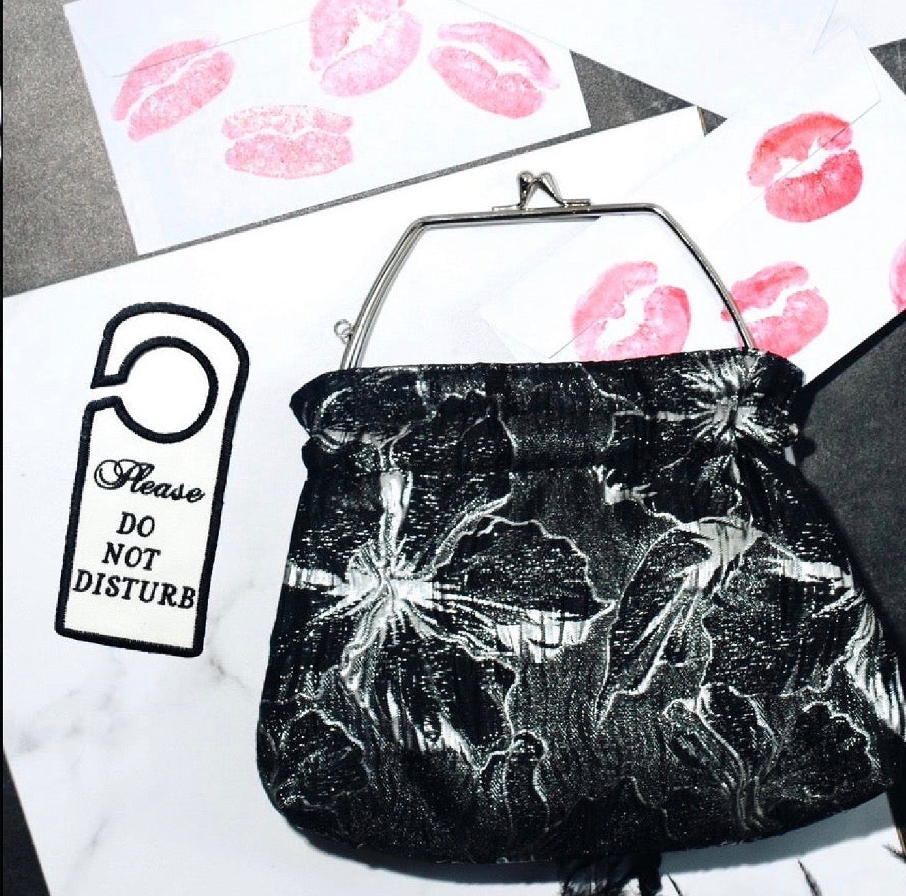 Vintage Brocade Clutch with Silver Kiss-Lock Closure