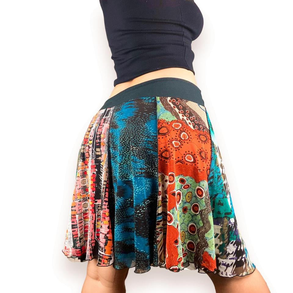 2000s Artsy Mesh Patchwork Skirt (L)
