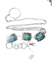 Chunky Silver Turquoise Chain Belt