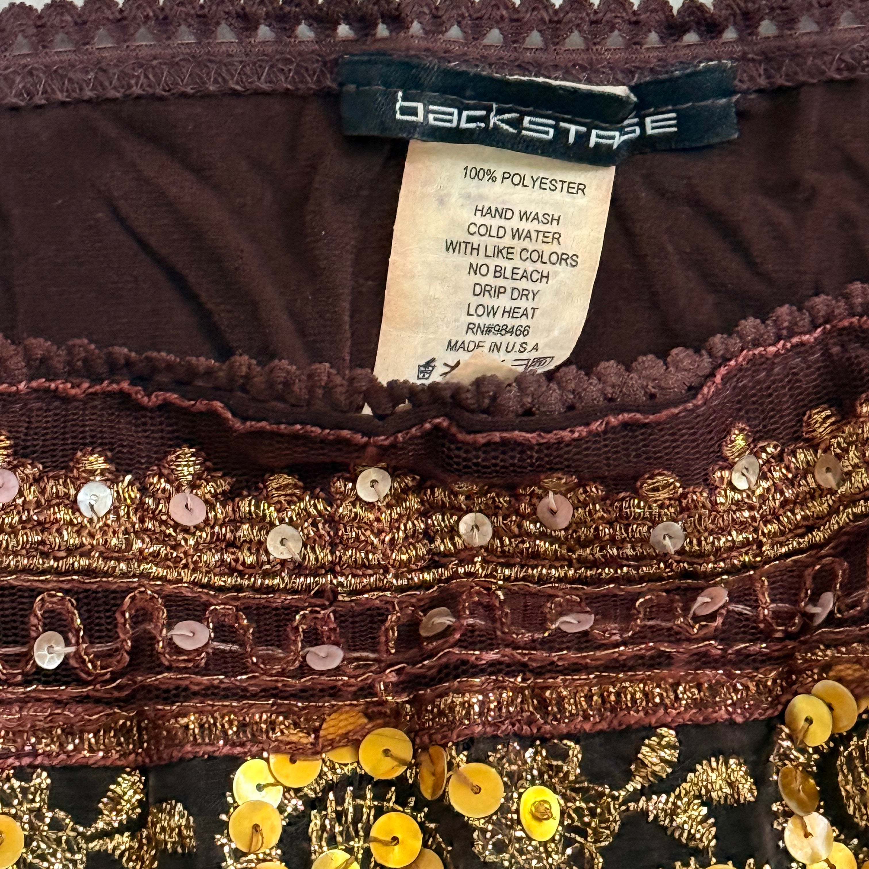 Y2K boho fairy embellished longline top (M)