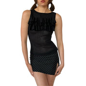 2000s Mesh Ruffle Tank (XS/S)