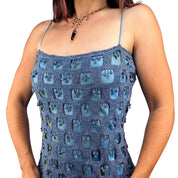 90s Iridescent Lace Cutout Dress (M)