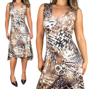 Satin Animal Print Midi Dress (XS/S)