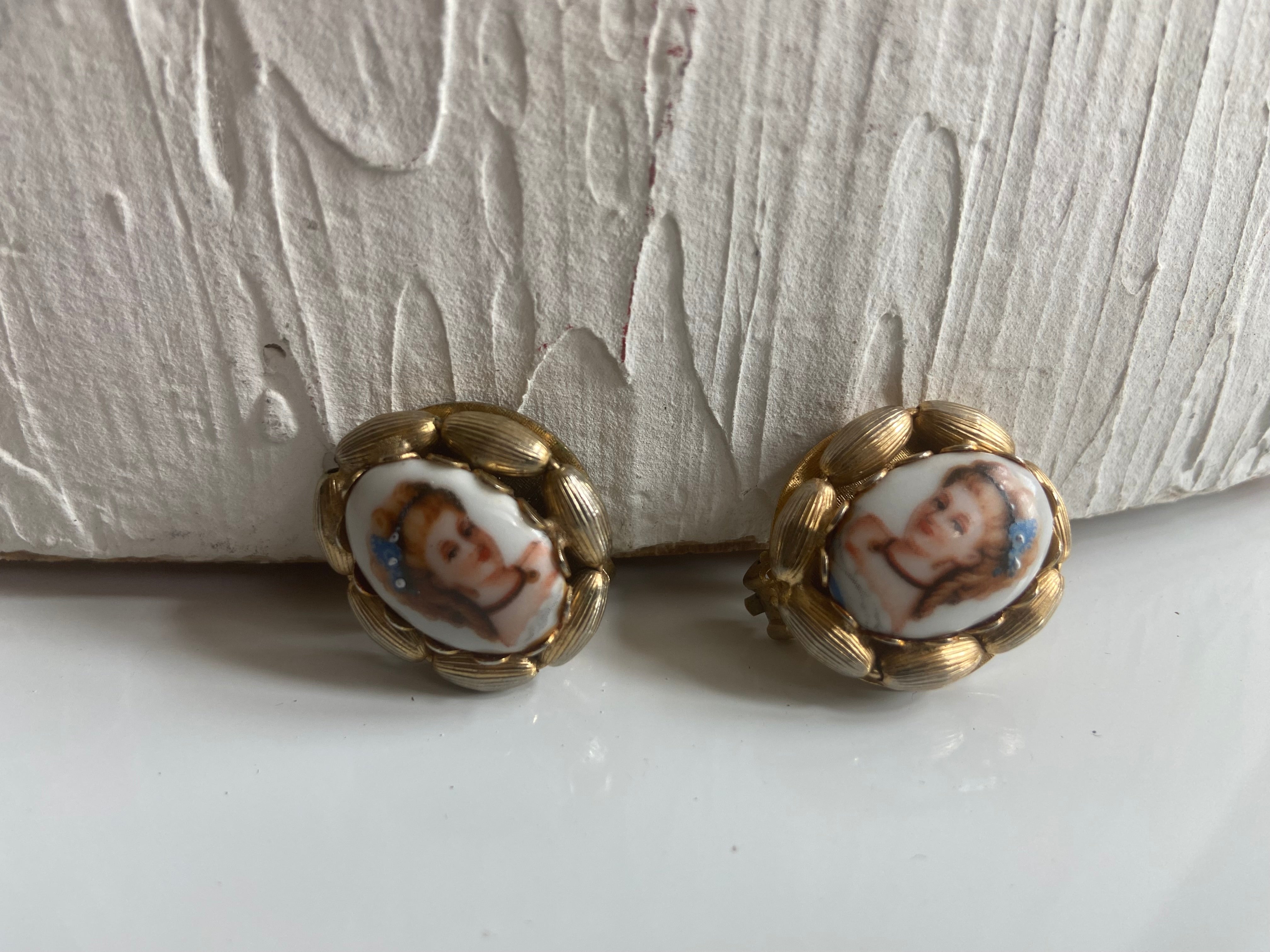 Vintage hand painted enamel Victorian style