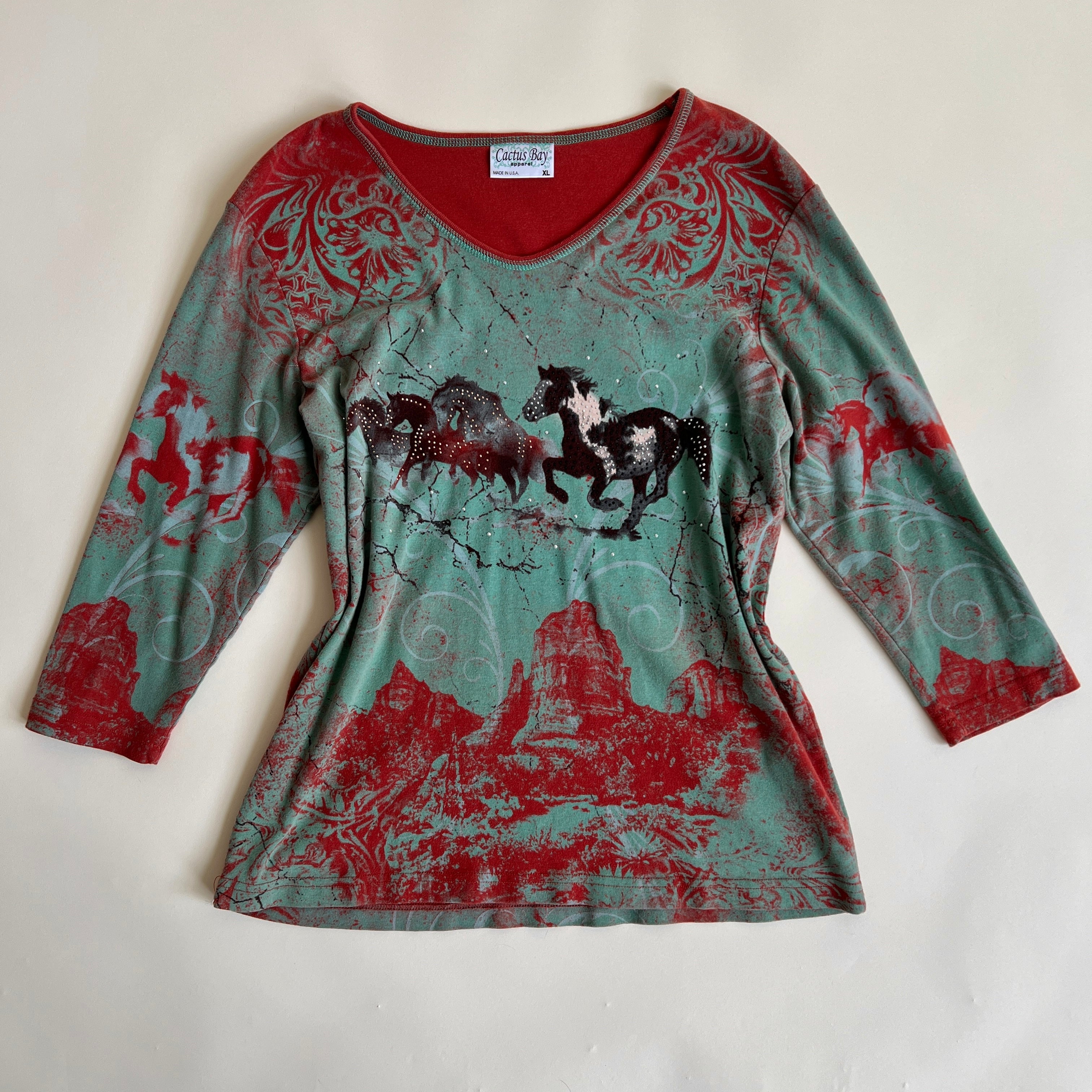 Vintage western horse top (XL/XXL)