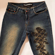 Y2K Lace Appliqué Jeans (S)