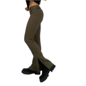 Olive Zipper Low Rise Pants (XS)