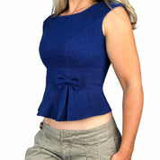 1960s Bow Detail Peplum Blouse (S/M)