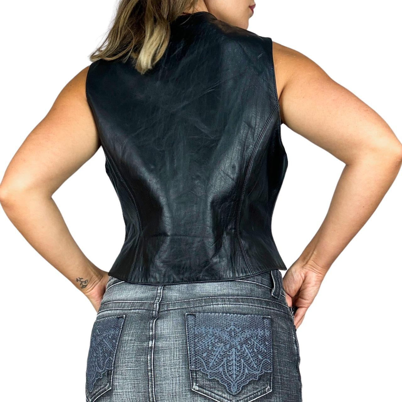 90s Leather Zip Up Vest (L)