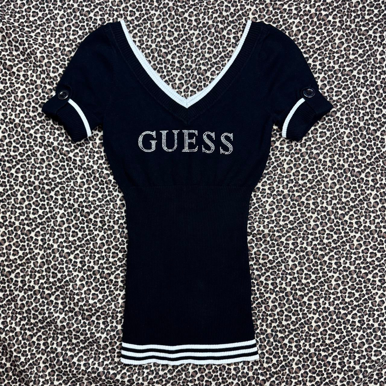 Guess Y2K Bling Logo Knit Baby Tee (S)