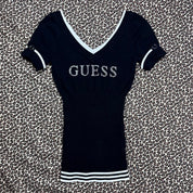 Guess Y2K Bling Logo Knit Baby Tee (S)