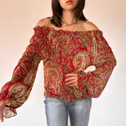 Y2K Paisley Blouse (M/L)