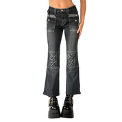 Y2K Zipper Flare Jeans (XS/S)