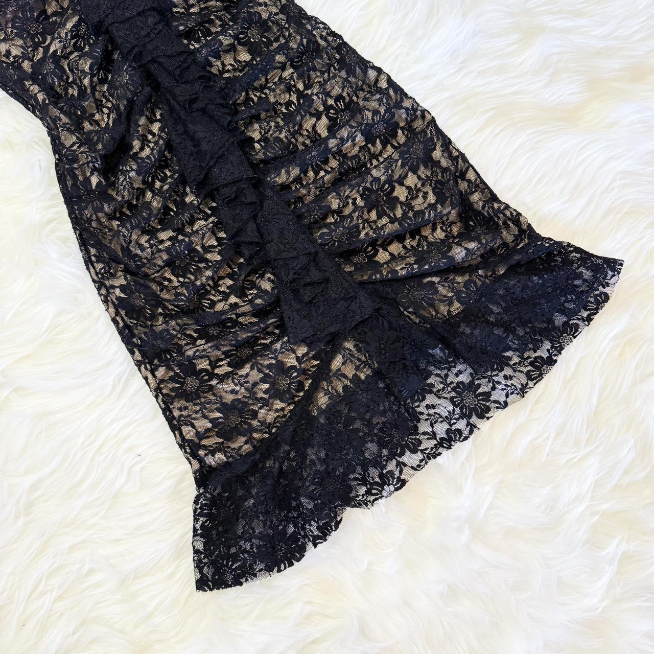 Y2K Lace Ruffle Mini Dress (S)