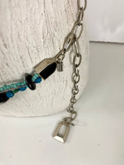 BLUE AND SILVER PLATE CHUNKY TURQUOISE belt